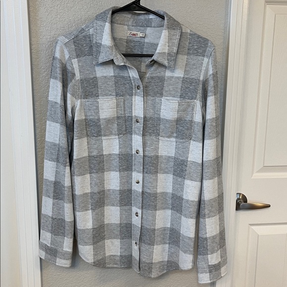 Faherty Tops - Faherty Grey Plaid Flannel hacket top size small